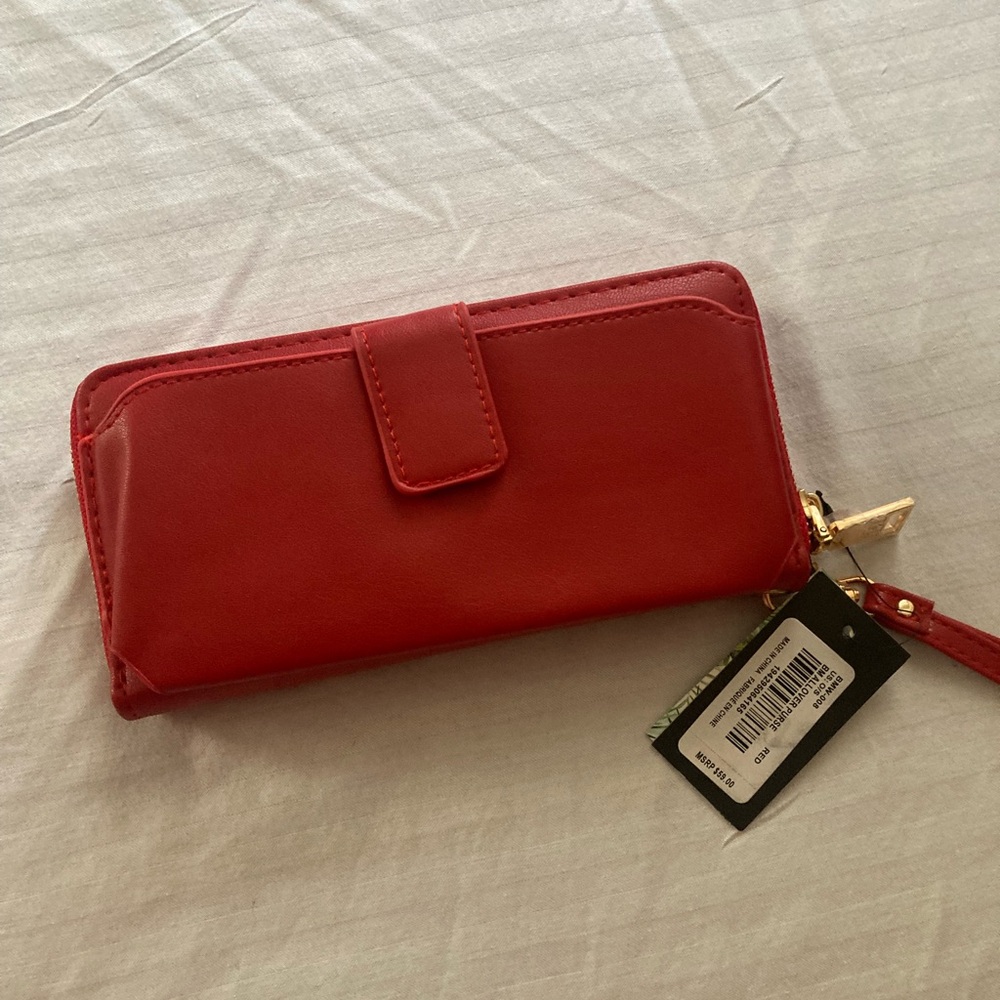 Badgley Mischka Red Studded Women's Wallet New With Tags - Picture 9 of 10